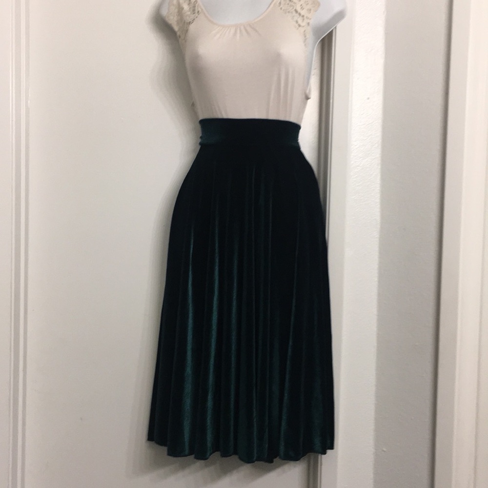 Green velvet skirt